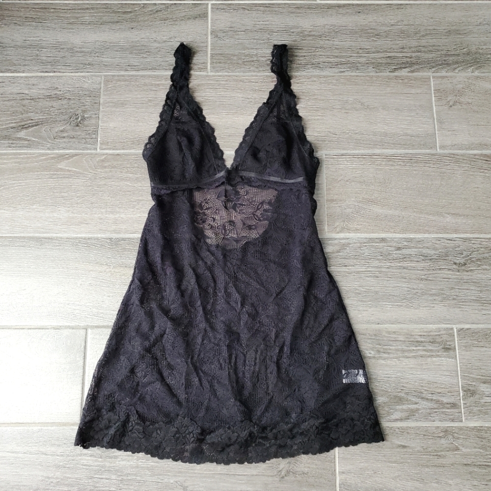 ***SOLD*** NWOT Black Low-cut Lace Slip Lingerie Babydoll Dress